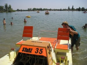 Paddle-boating Bratislava-style.