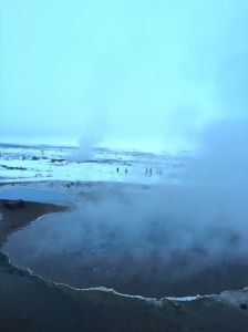I stood waiting ten minutes for this geyser to explode (erupt? I don't know what the technical term is), and of course it did as soon as I put my phone down. I did, however, get this picture of the smoky aftermath. 